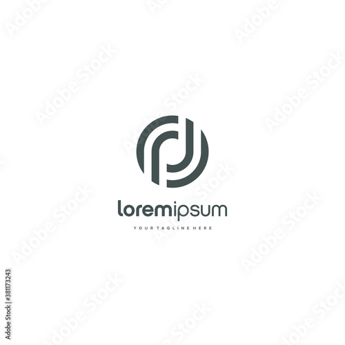PD alphabet initial DP logo lineart circle vector technologies icon illustrations