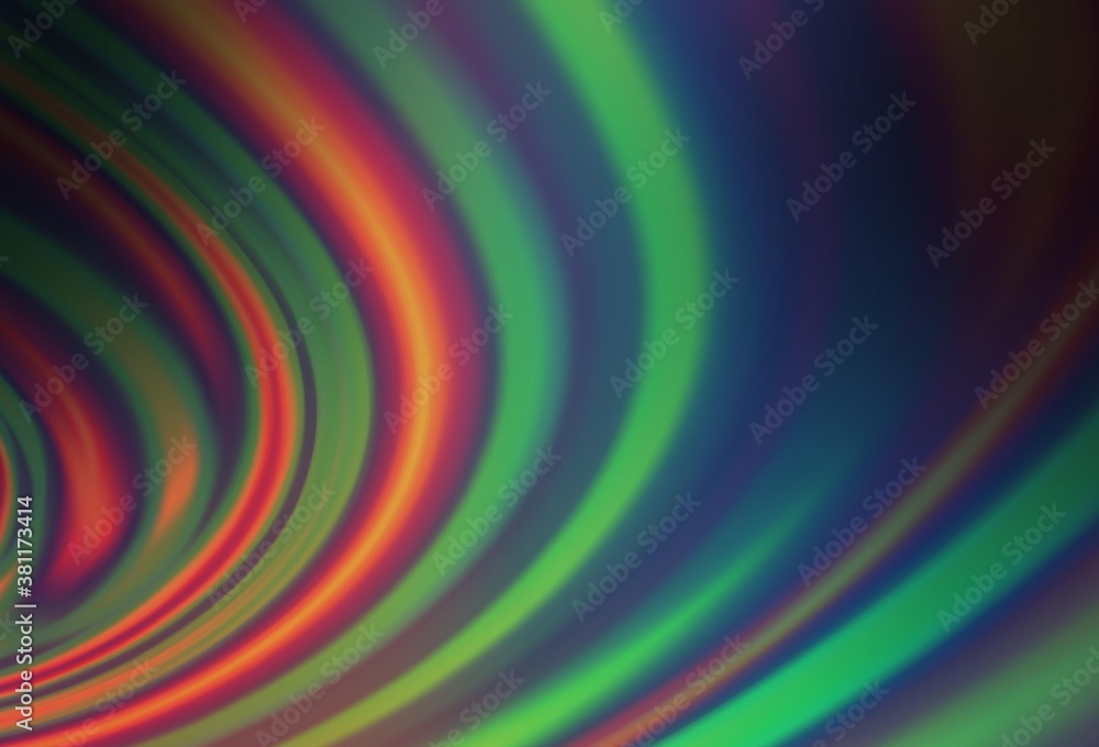 Dark Multicolor, Rainbow vector pattern with lines, ovals.