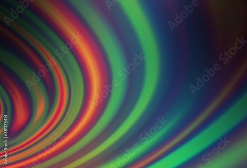 Dark Multicolor  Rainbow vector pattern with lines  ovals.