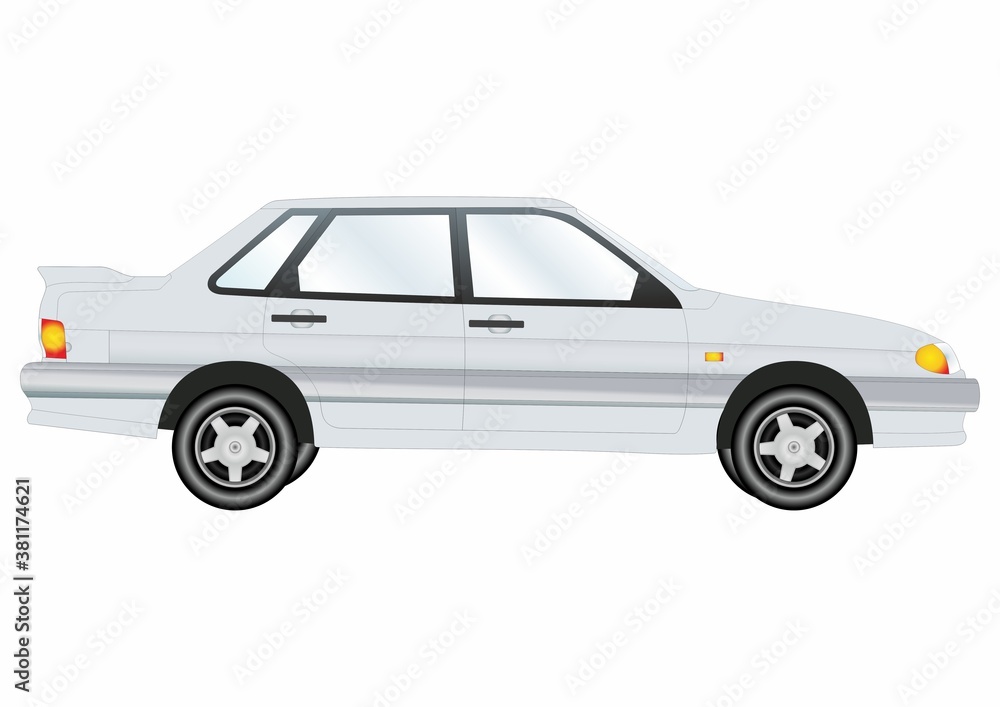 vector image of Russian white car 