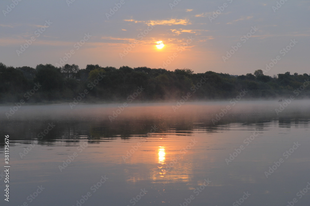 Sunrise of the river in early autumn Sunrise of the river in early autumn