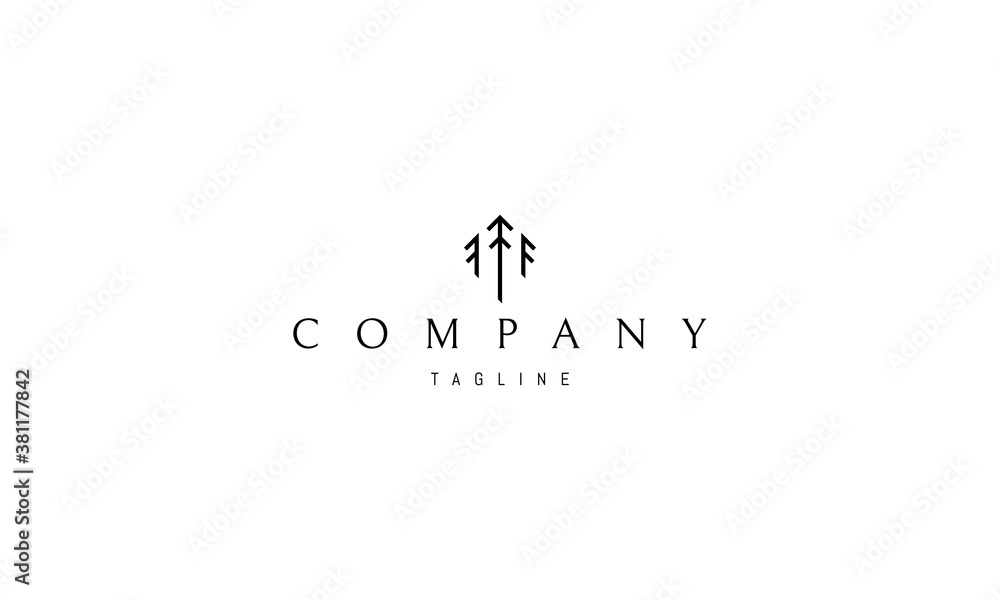 Vector logo on which an abstract image of three pines in a minimalist style. Vector logo on which an abstract image of three pines in a minimalist style.