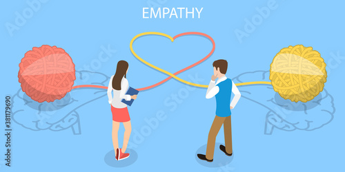 Empathy, Capacity to Understand or Feel What Another Person is Experiencing From Within Their Frame of Reference. 3D Isometric Flat Vector Conceptual Illustration.