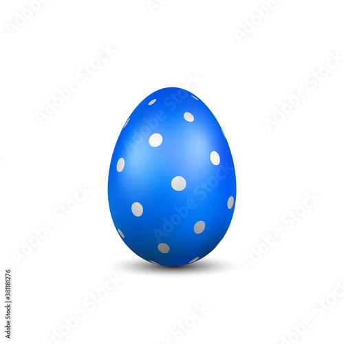 Easter egg 3D icon. Cute color egg, isolated white background. Bright realistic design, decoration for Happy Easter celebration. Holiday element. Shiny pattern. Spring symbol. Vector illustration