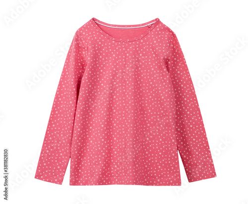 Child's sleeve top isolated on white.Little girl's shirt single object.