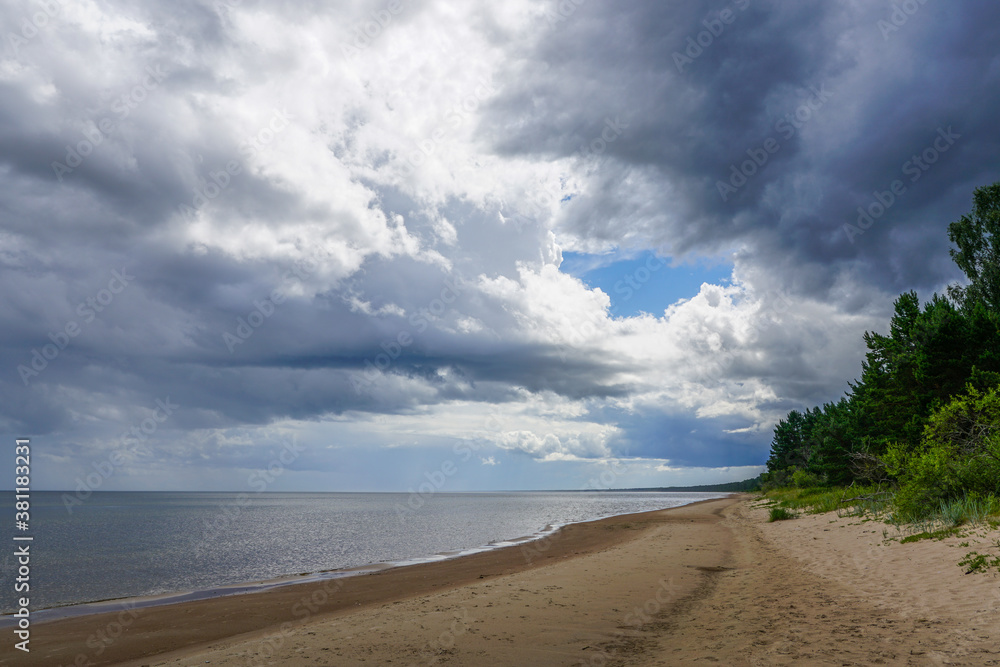 the coast of the gulf of baltic sea before the storm