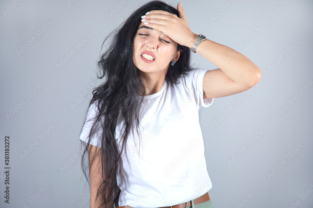 woman hand in ache head woman hand in ache head