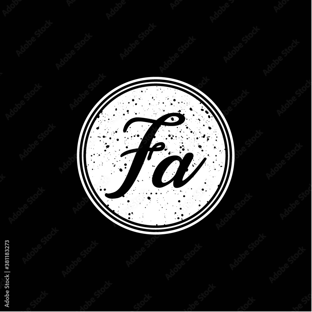 F A Initial Handwriting In Black and White Circle Frame Design F A Initial Handwriting In Black and White Circle Frame Design