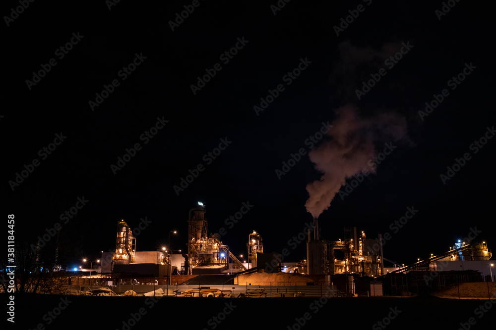 industrial area at night.night and factory