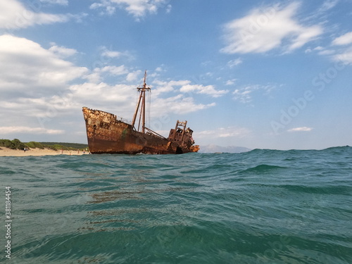 awesome shipwreck at the beach greece 