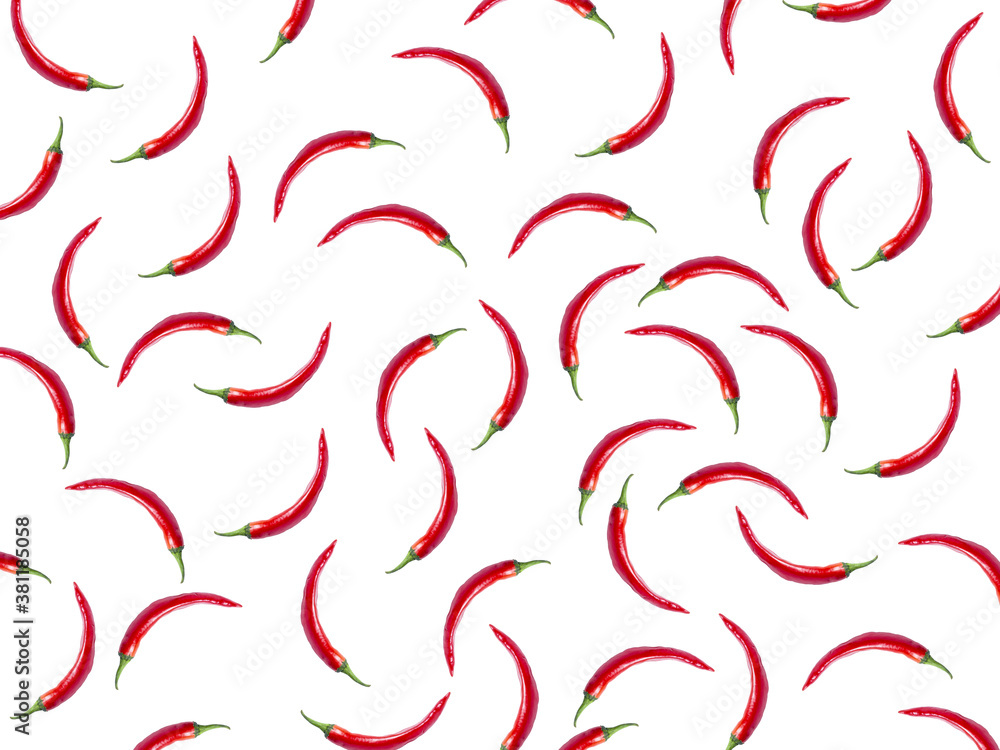 hot chili pattern. chili pepper isolated on white. hot chili pattern. chili pepper isolated on white.