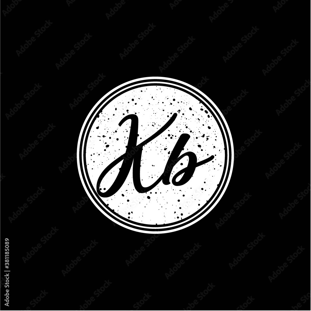 K B Initial Handwriting In Black and White Circle Frame Design K B Initial Handwriting In Black and White Circle Frame Design