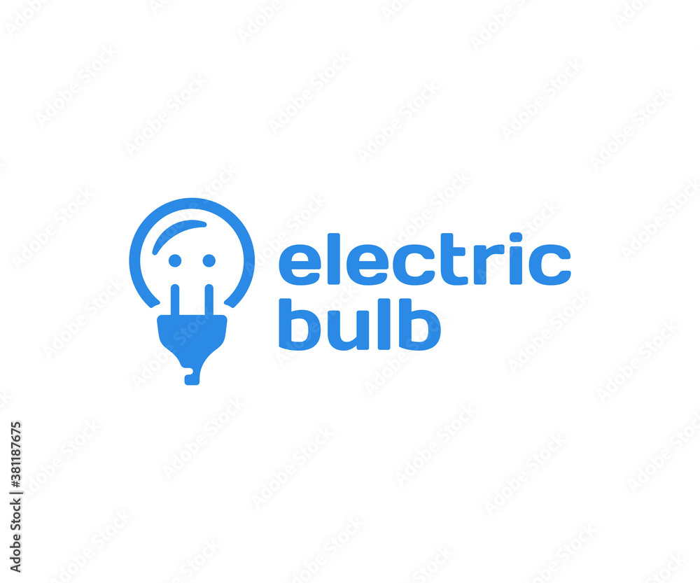 Electric light bulb logo design. Power socket and plug vector design. Creative idea and innovation logotype Electric light bulb logo design. Power socket and plug vector design. Creative idea and innovation logotype