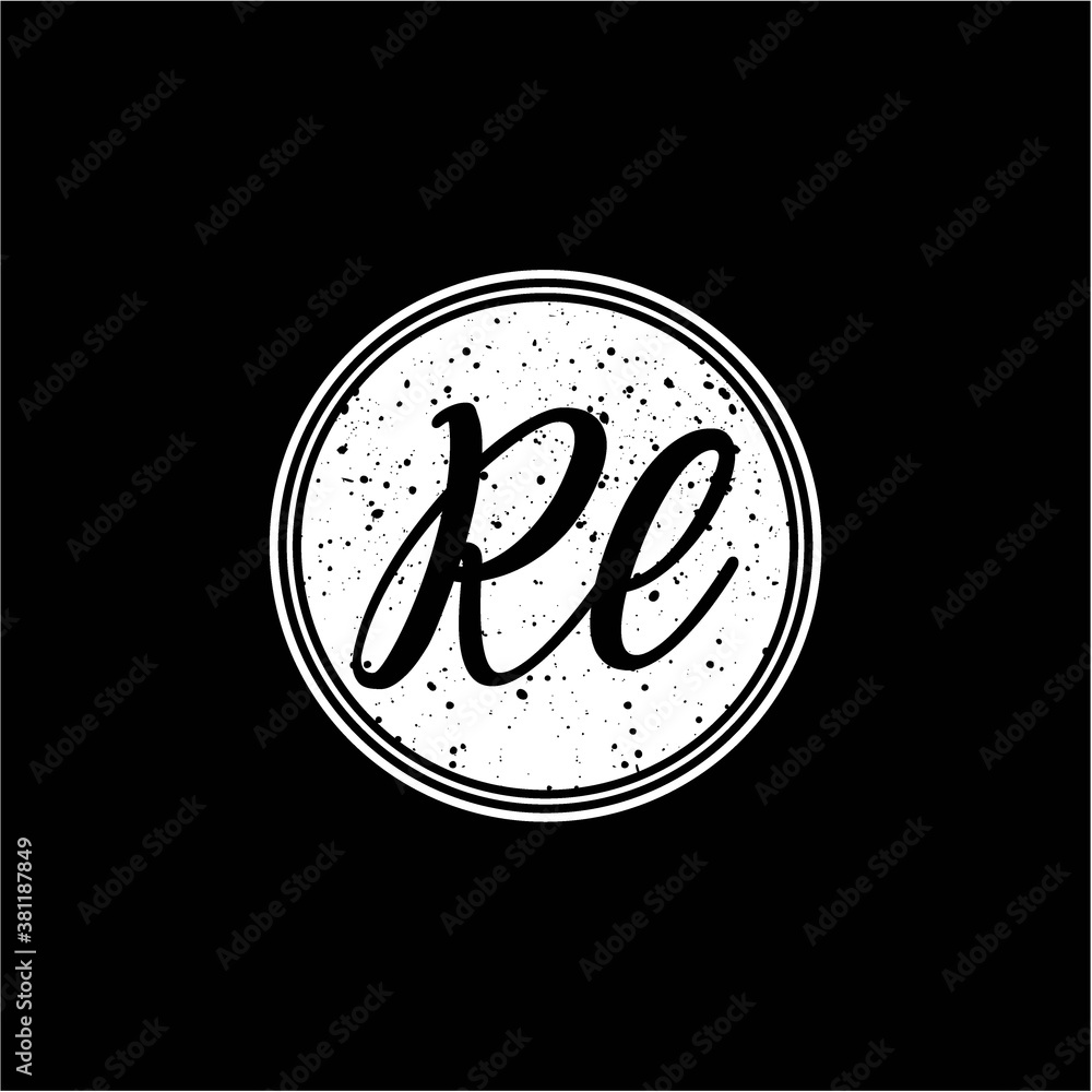 R L Initial Handwriting In Black and White Circle Frame Design R L Initial Handwriting In Black and White Circle Frame Design