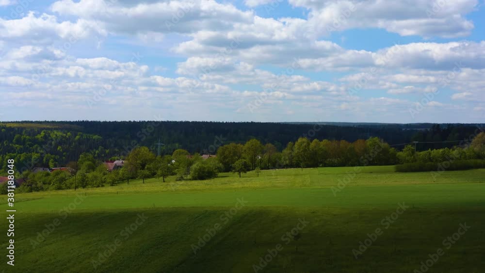 Aerial view of the village Beinberg above the city Bad Liebenzell in Germany on a sunny day in Spring Aerial view of the village Beinberg above the city Bad Liebenzell in Germany on a sunny day in Spring