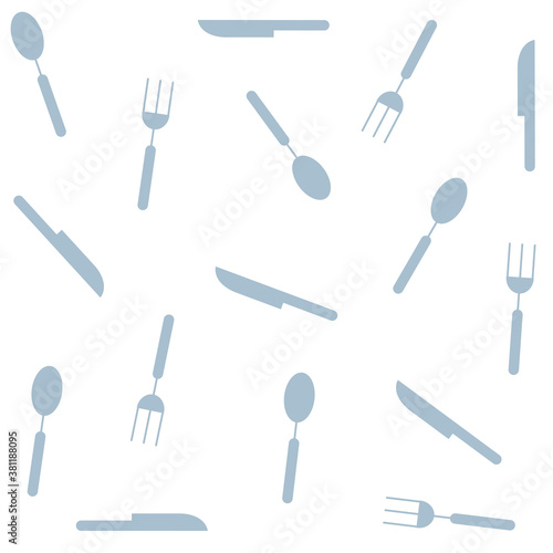 Seamless Pattern with Forks, Spoons end Knifes. Vector Illustration
