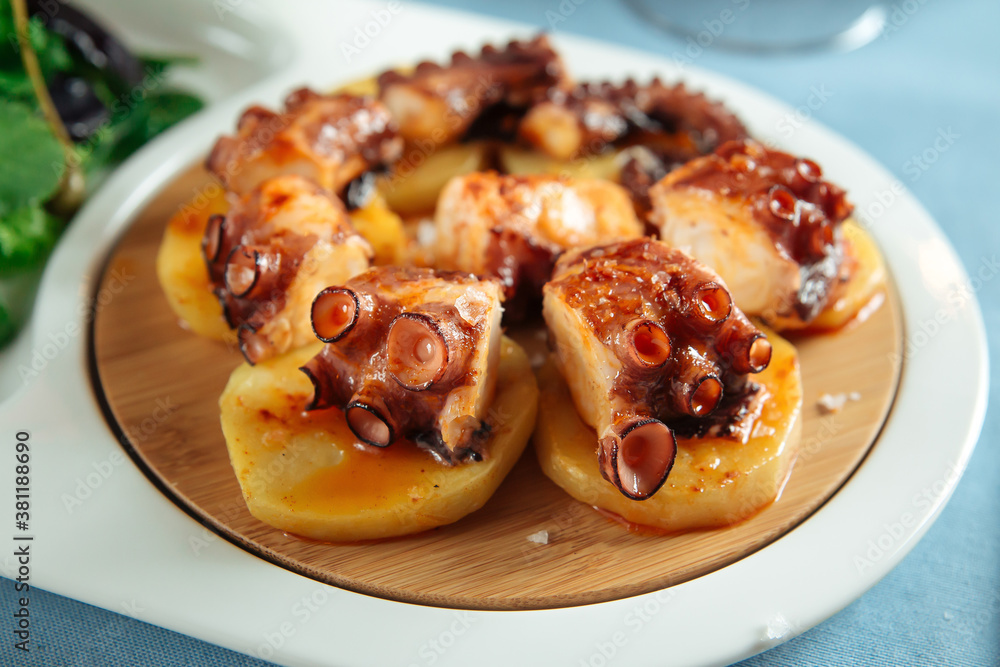 Spanish national dish octopus in galician 