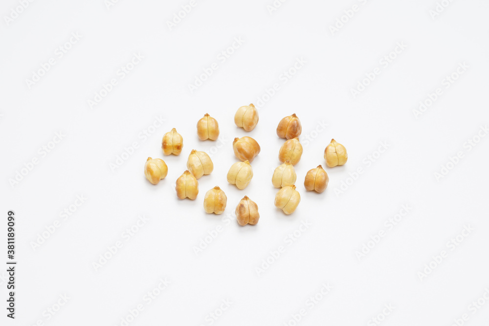 top view of roasted chickpeas isolated on white background top view of roasted chickpeas isolated on white background