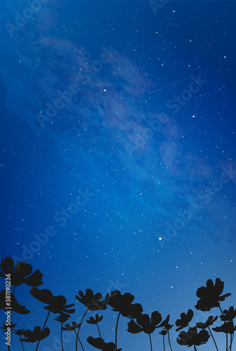 コスモスと宇宙 綺麗な夜空の風景イラスト Stock Vector Adobe Stock