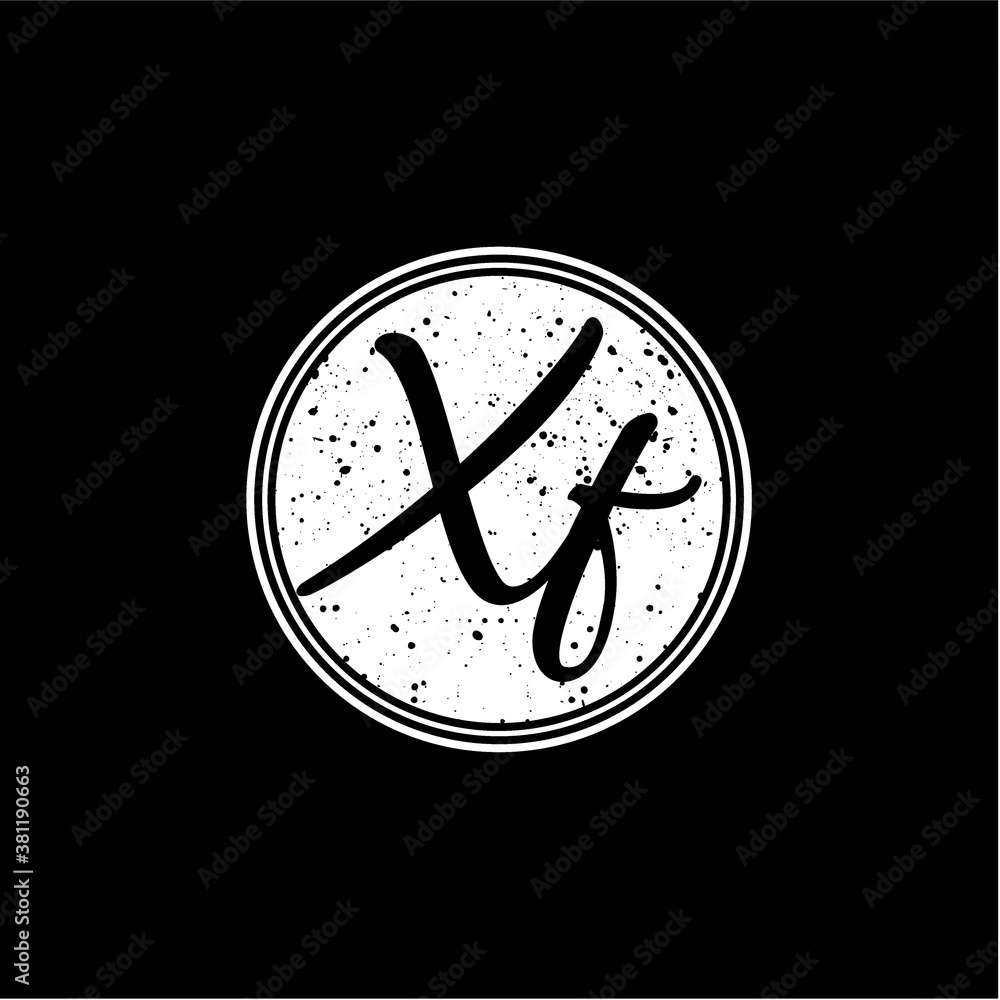 X F Initial Handwriting In Black and White Circle Frame Design X F Initial Handwriting In Black and White Circle Frame Design