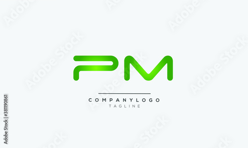 PM initials monogram letter text alphabet logo design