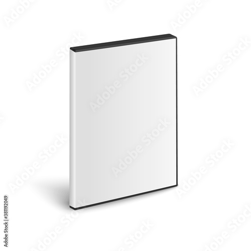 Vector 3d Realistic Cover Box for CD, DVD Closeup Isolated on White Background. Design template for Mockup. CD Packaging Copy Space
