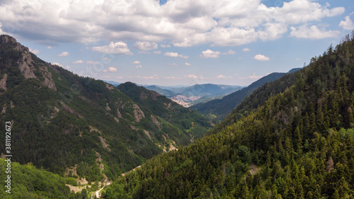 Canvas Print Landscape from the mountains with view to the town