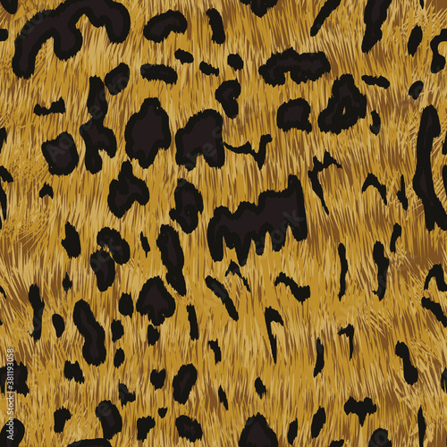 Lynx seamless vector pattern, trendy print for fabric, wallpaper, brown and yellow wool background