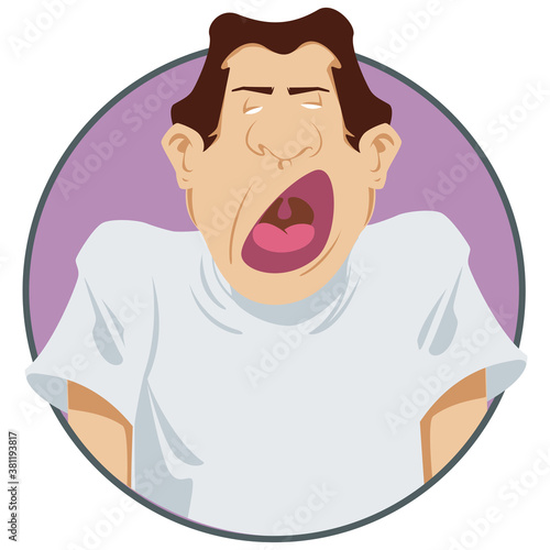 Daily Morning Life. Sleepy man yawns. Funny people.
