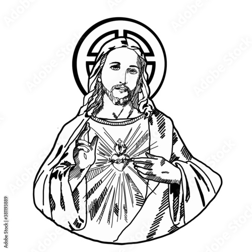 Sacred Heart of Jesus Handdrawn Vector Art