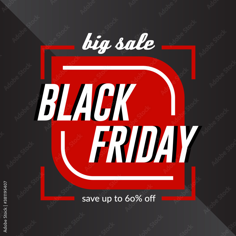 Black Friday big sale Discount label, logo or banner design concept Vector illustration.
