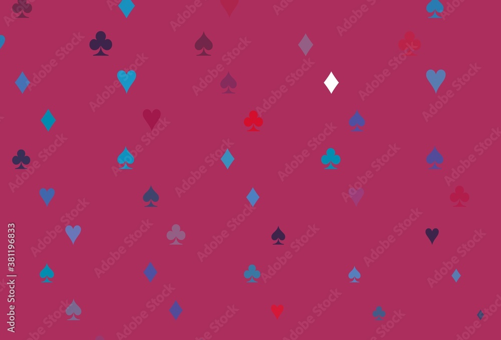 Light Blue, Red vector template with poker symbols.