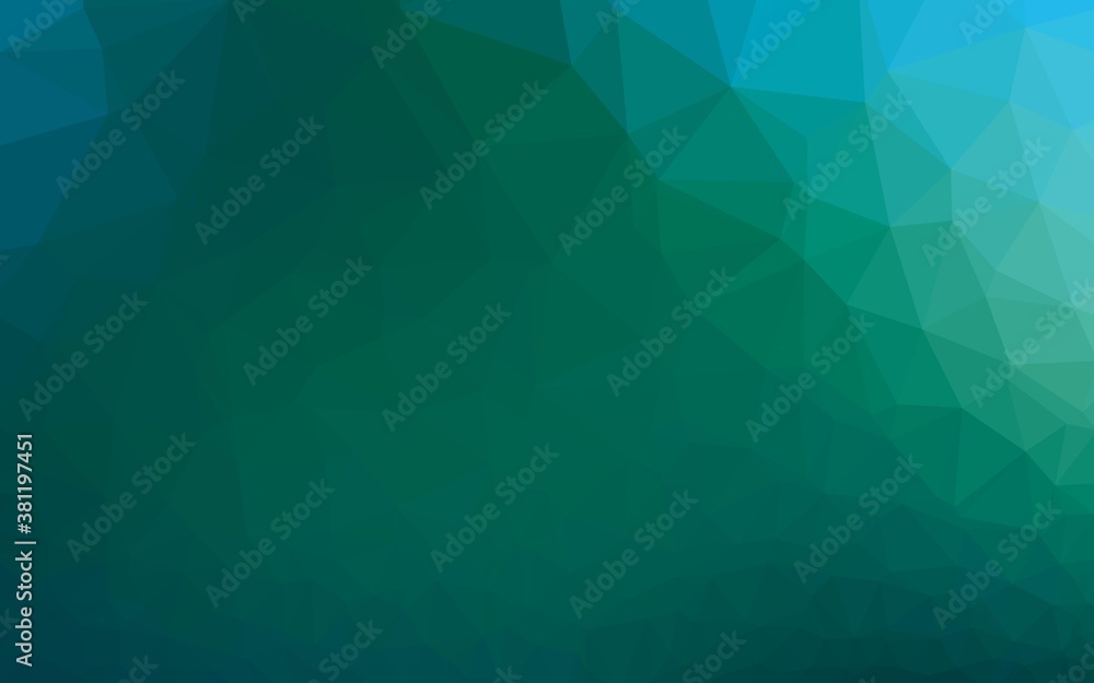 Dark Blue, Green vector polygon abstract backdrop. A vague abstract illustration with gradient. Template for a cell phone background.