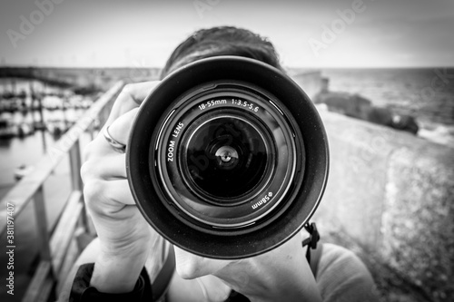 A lens of a reflex camera.