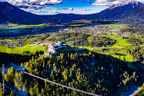 Burgruine Ehrenberg in Österreich aus der Luft photo