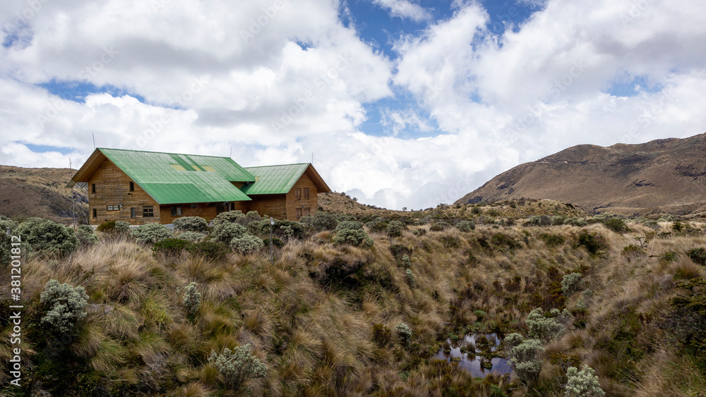 Houses in Los nevados National natural park in Colombia. 