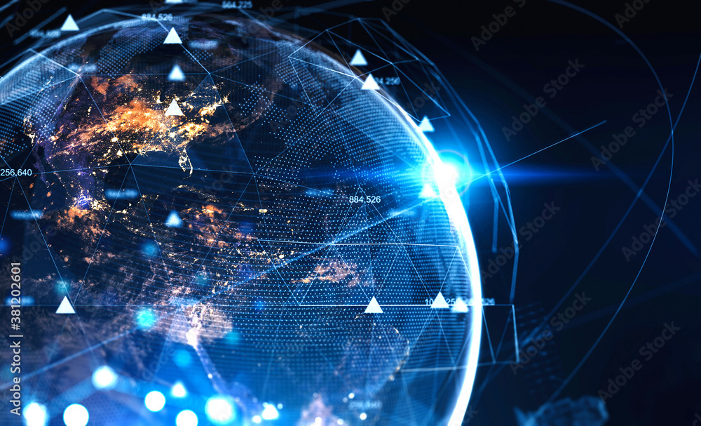 Planet and global network hologram Planet and global network hologram