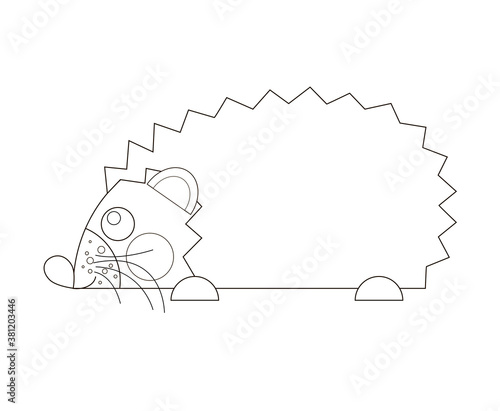A white hedgehog drawn in profile with a black outline. Isolated on a white background. Stock vector illustration.