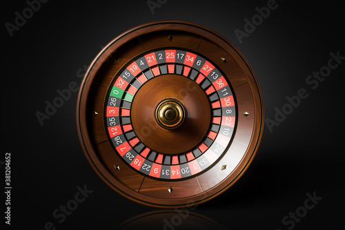 Foto Top view of roulette wheel over black background