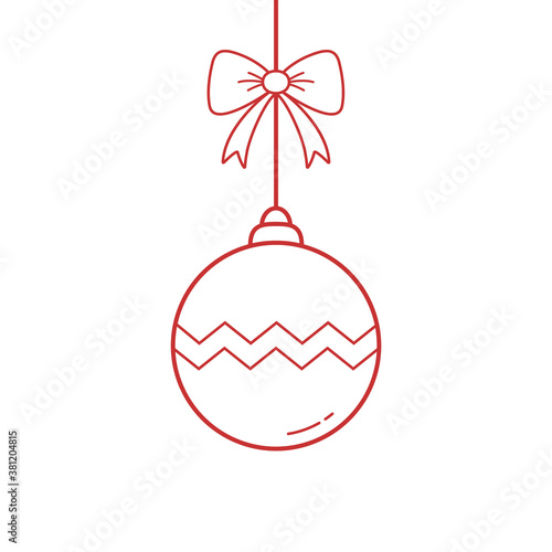 Hanging Christmas bauble. Xmas decoration. Vector