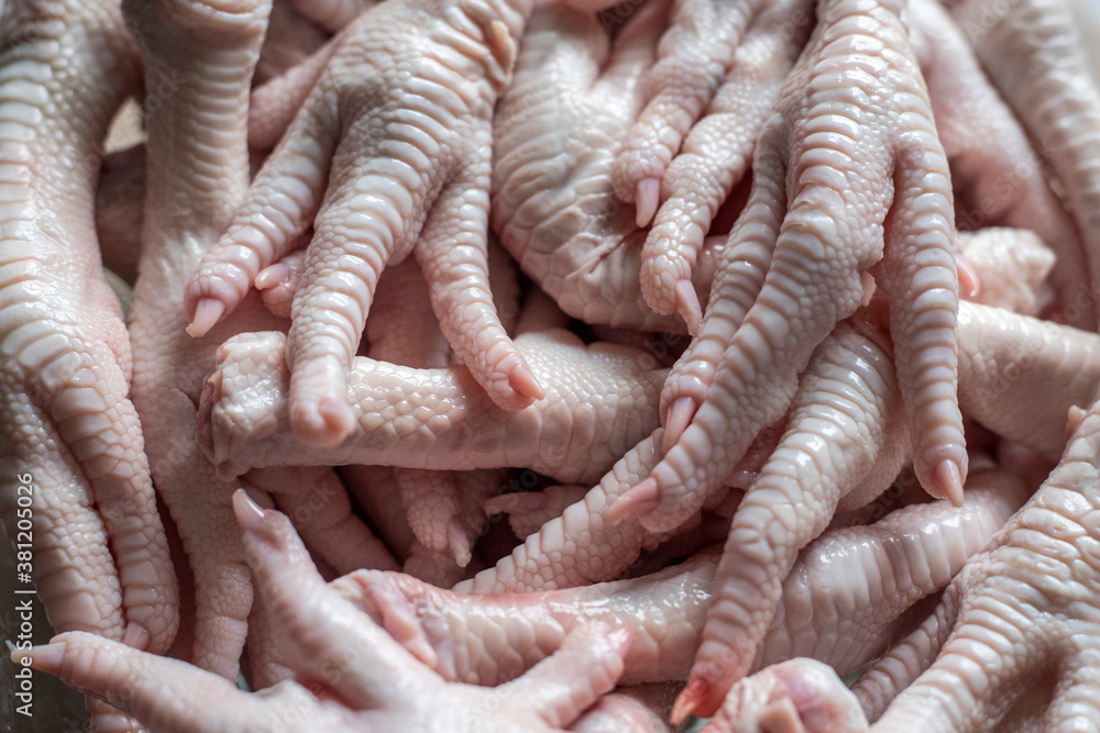 raw chicken feets for background