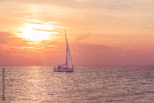 Sailboat on the Baltic sea during the sunset