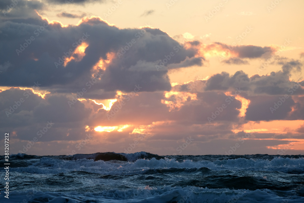 Obraz premium Sunset on the Coast of northern Jutland, Denmark, Europe