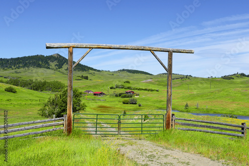 Typical rural ranch in Montana, Montana farm and Montana Landscape, USA photo