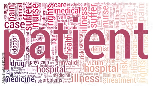 Patient vector illustration word cloud isolated on a white background.