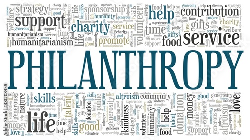 Philantropy vector illustration word cloud isolated on a white background. 