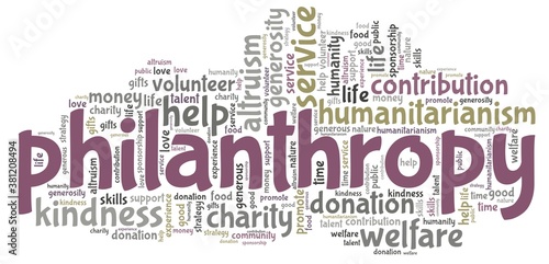 Philantropy vector illustration word cloud isolated on a white background. 