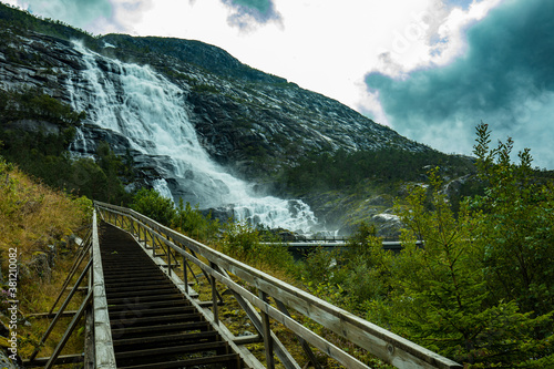 Fototapeta Naklejka Na Ścianę i Meble -  Langfoss (Langfossen) is the fifth highest waterfall in Norway.