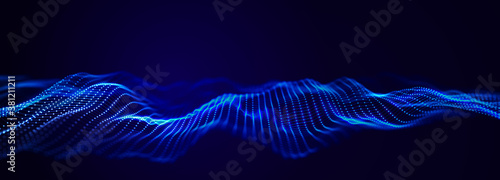 Digital technology background. Dynamic wave of glowing points. Futuristic background for presentation design. 3d photo