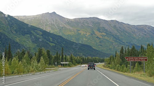 Beautiful highway view in Alaska photo